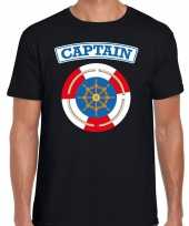 Originele kapitein captain verkleed t-shirt zwart heren carnavalskleding