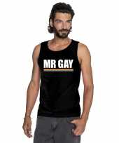 Originele lgbt singlet shirt tanktop zwart mister gay heren carnavalskleding