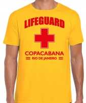 Originele lifeguard strandwacht verkleed t shirt shirt lifeguard copacabana rio janeiro geel heren carnavalskleding