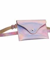 Originele metallic roze mini heuptasje buideltasje aan riem dames carnavalskleding