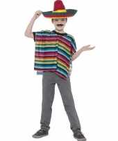 Originele mexicaanse poncho gekleurd kinderen carnavalskleding