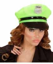 Originele neon groene politie pet carnavalskleding