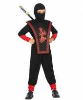 Originele ninja verkleed carnavalskleding zwart rood jongens