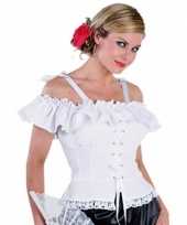 Originele oktoberfest tiroler blouse carmen wit carnavalskleding