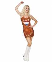 Originele oranje carnavalskleding holland hart glitters pailletten