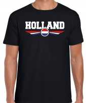 Originele oranje holland supporter t shirt shirt zwart nederlandse vlag heren carnavalskleding