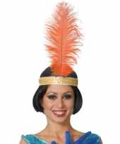 Originele oranje pauwenveer charleston jaren verkleed accessoire carnavalskleding