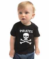 Originele piraten carnavalskleding shirt zwart babys