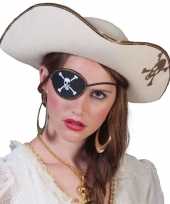 Originele piratencarnavalskleding accessoires witte piratenhoed schedel