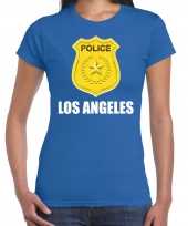 Originele police politie embleem los angeles verkleed t shirt blauw dames carnavalskleding 10262229