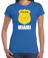 Originele police politie embleem miami verkleed t shirt blauw dames carnavalskleding