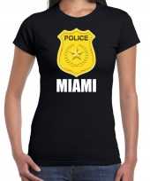 Originele police politie embleem miami verkleed t shirt zwart dames carnavalskleding