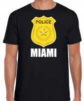 Originele police politie embleem miami verkleed t shirt zwart heren carnavalskleding