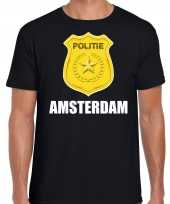 Originele politie embleem amsterdam carnaval verkleed t shirt zwart heren carnavalskleding