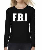 Originele politie fbi tekst t shirt long sleeve zwart dames carnavalskleding