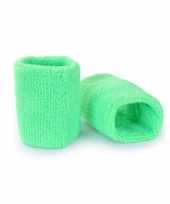 Originele pols zweetbandjes neon groen volwassenen stuks carnavalskleding