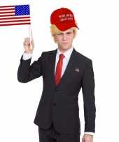 Originele president donald trump verkleedset pet pruik carnavalskleding
