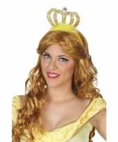 Originele prinses koningin verkleed diadeem gouden kroon carnavalskleding