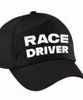 Originele race driver auto coureur verkleed pet zwart volwassenen carnavalskleding