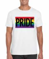 Originele regenboog vlag pride shirt wit heren carnavalskleding