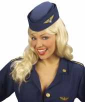 Originele stewardes muts blauw carnavalskleding