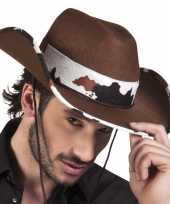 Originele toppers bruine cowboyhoed texas koeienprint volwassenen carnavalskleding
