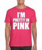 Originele toppers i am pretty pink shirt roze heren carnavalskleding