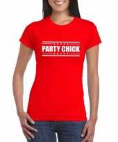 Originele toppers party chick t shirt rood dames carnavalskleding