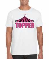 Originele toppers t shirt wit topper roze letters heren carnavalskleding