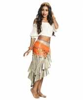 Originele verkleed set harem danseres oranje carnavalskleding