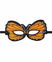 Originele vlinder oogmasker oranje carnavalskleding