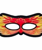 Originele vuurvogel oogmasker rood geel kinderen carnavalskleding