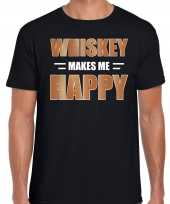 Originele whiskey makes me happy drank t shirt carnavalskleding zwart heren