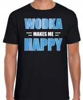 Originele wodka makes me happy drank t shirt carnavalskleding zwart heren