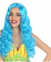 Originele zeemeermin verkleed pruik blauw dames carnavalskleding
