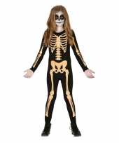 Originele zwart oranje skelet verkleed carnavalskleding kinderen carnavalskleding