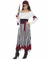 Originele zwart wit rood piraten verkleed carnavalskleding dames
