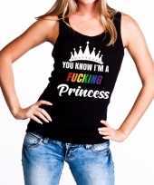 Originele zwart you know i am a fucking princess tanktop dames carnavalskleding
