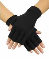 Originele zwarte handschoenen vingerloos gebreid volwassenen unisex carnavalskleding