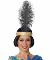 Originele zwarte pauwenveer charleston jaren verkleed accessoire carnavalskleding