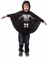 Originele zwarte skelet verkleed cape kinderen carnavalskleding