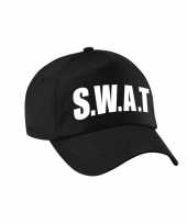 Originele zwarte swat team politie verkleed pet cap volwassenen carnavalskleding